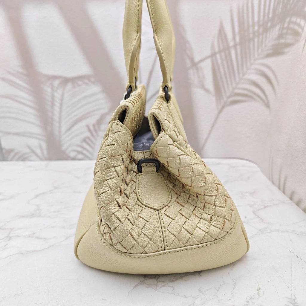 Bottega Veneta Yellow Woven Leather Tote Handbag Shoulder Crossbody Women