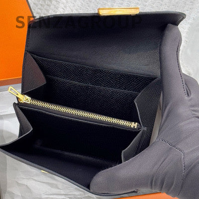 Hermès Constance Compact Wallet Black Gold D Stamp Women's Classic