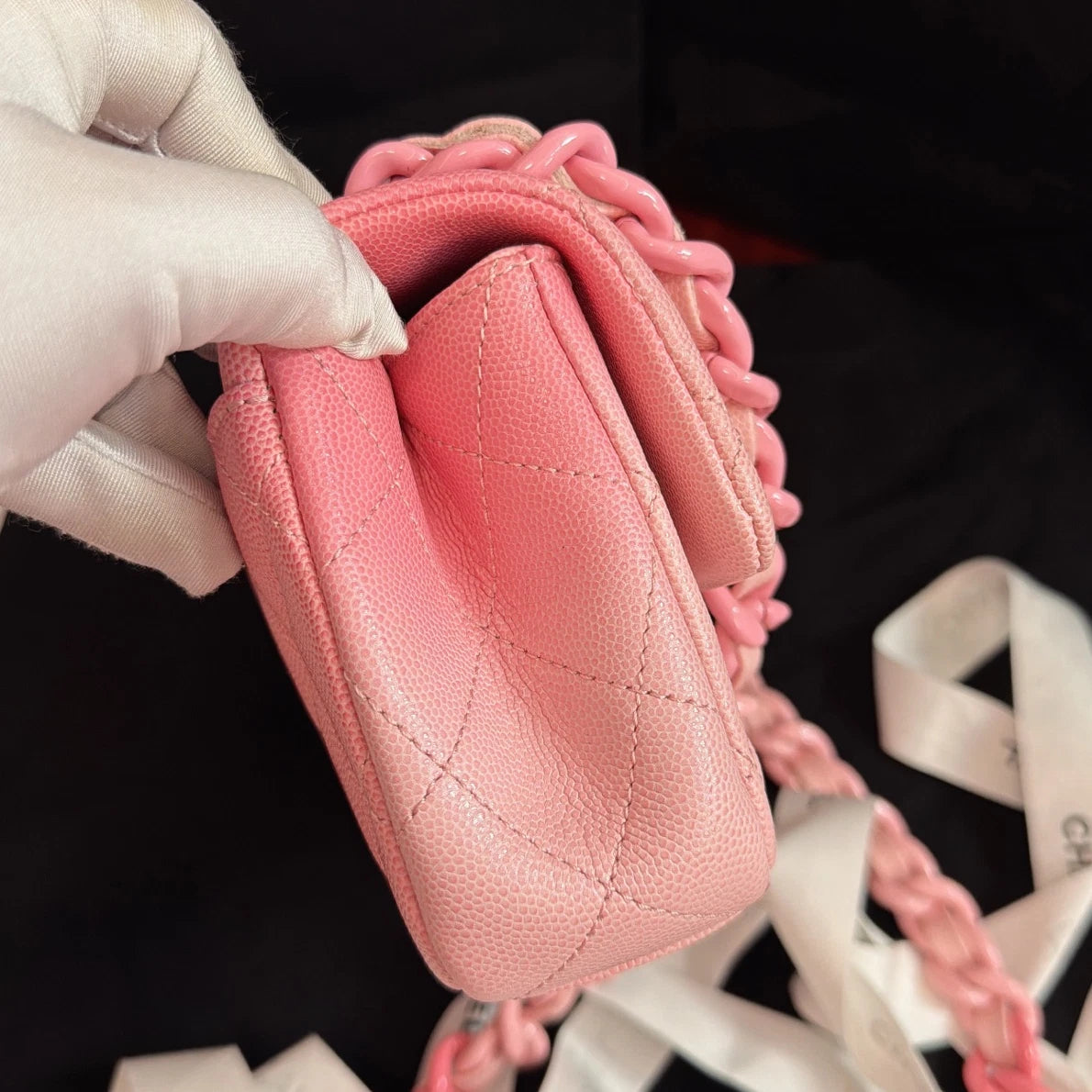 Excellent Chanel Classic Flap Big Mini Pink Chain Shoulder Bag Crossbody