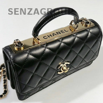 Chanel Trendy CC WOC Black Gold Lambskin Shoulder Bag Women Classic