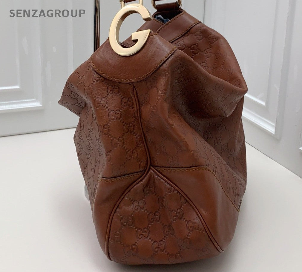 Gucci Hobo 2Way Handbag Shoulder Bag Brown Gold Used Women Classic