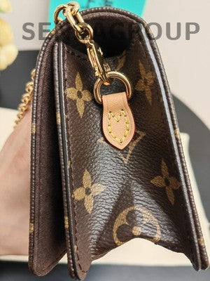 Louis Vuitton Monogram Lily Chain Shoulder Bag Brown Gold Hardware