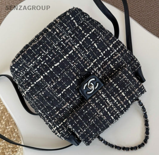 Chanel Salzburg PM Backpack Black Silver Used Women Classic Designer