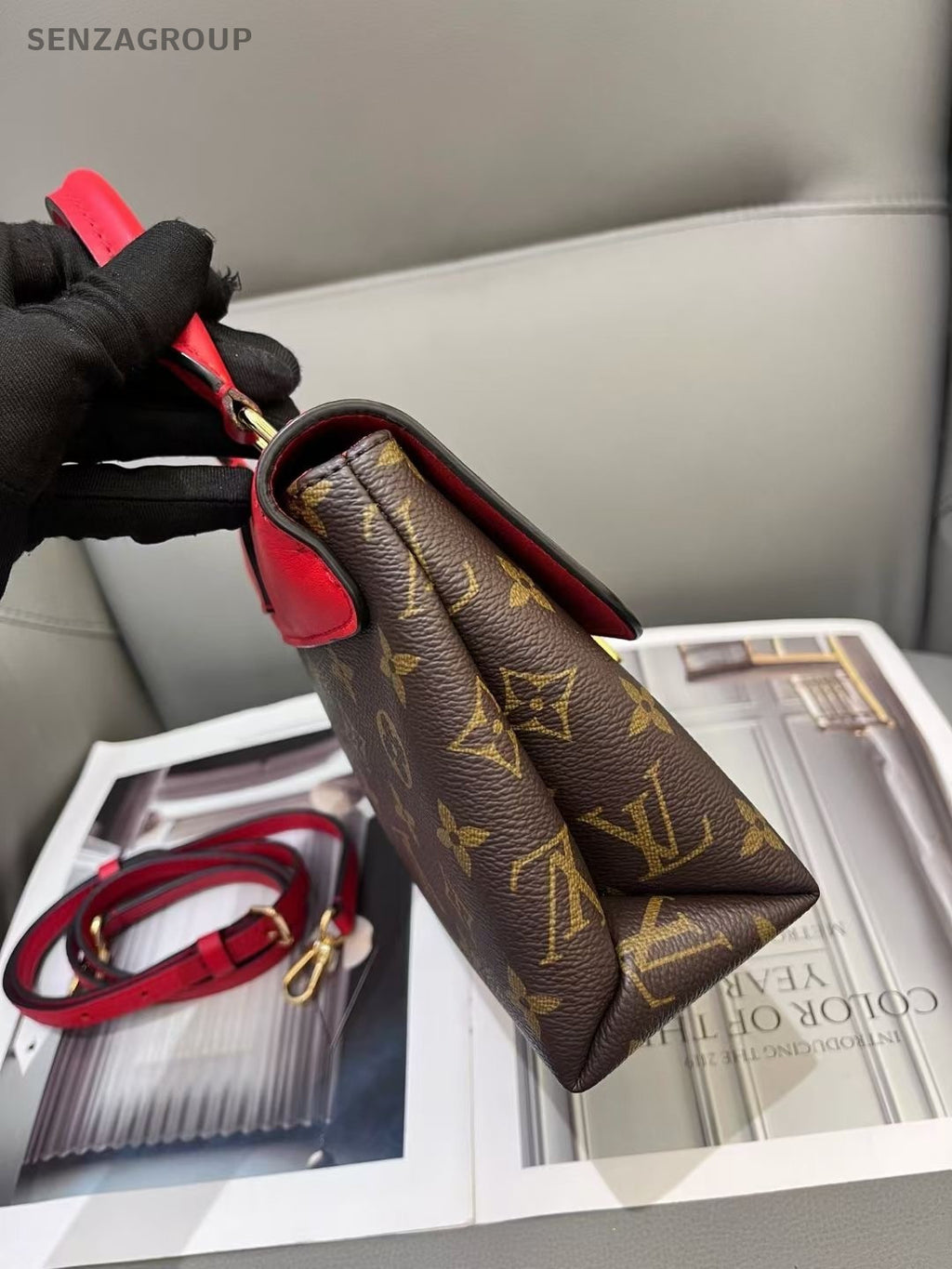 Louis Vuitton Locky BB Monogram Top Handle 2way Shoulder Handbag Women Red