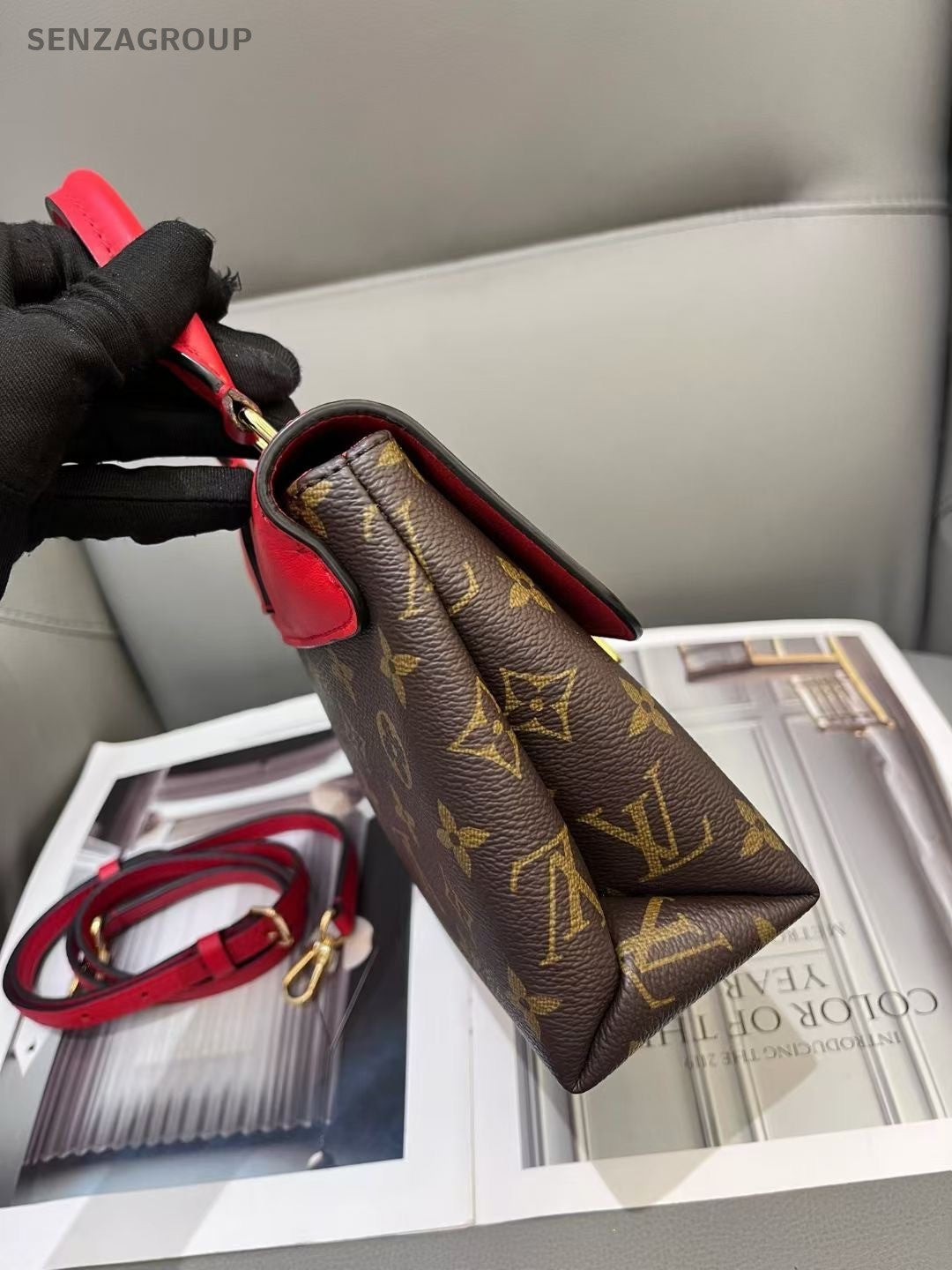 Louis Vuitton Locky BB Monogram Top Handle 2way Shoulder Handbag Women Red