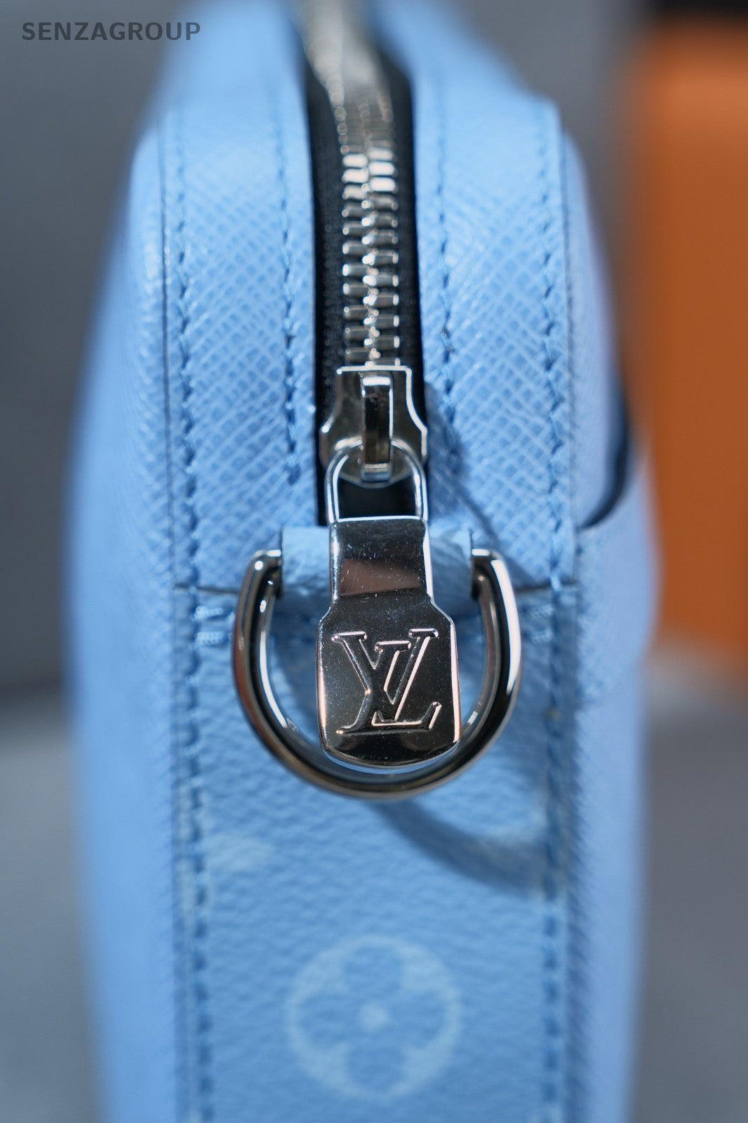 Louis Vuitton Monogram Zipper Detachable Strap Shoulder Bag Blue Black Women