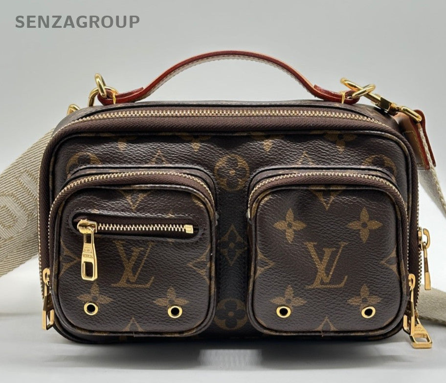 Louis Vuitton Utility Monogram Crossbody Brown Gold Women Classic Designer
