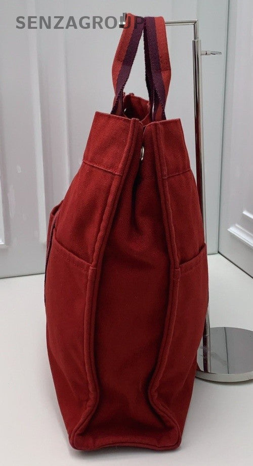 Hermès Canvas Top Handle Shoulder Bag Women Red