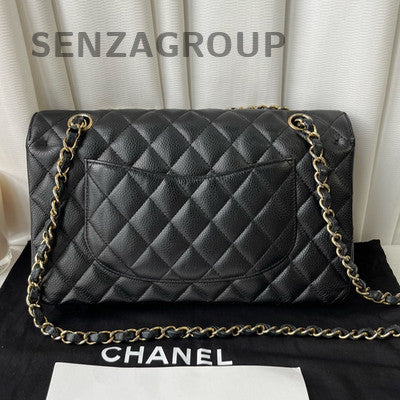 Chanel Classic Flap Medium Quilted Chain Bag Black Gold