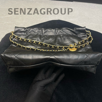 Chanel 22 Bag Small Black Gold Quilted Chain Shoulder Bag
