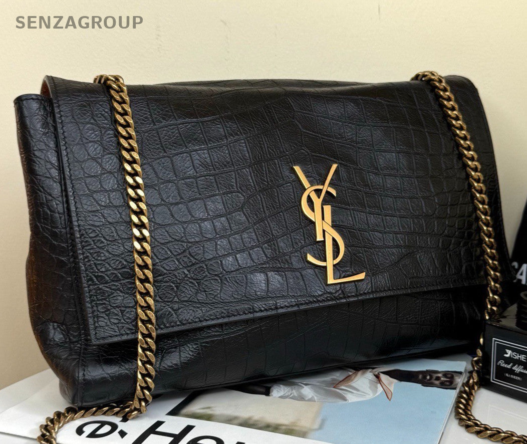 Saint Laurent Kate Chain Shoulder Bag Crossbody Black Gold Women Classic