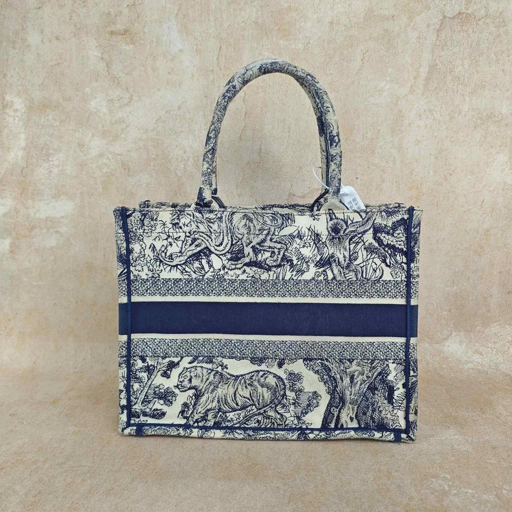 Dior Embroidered Canvas Medium Book Tote Handbag For Women