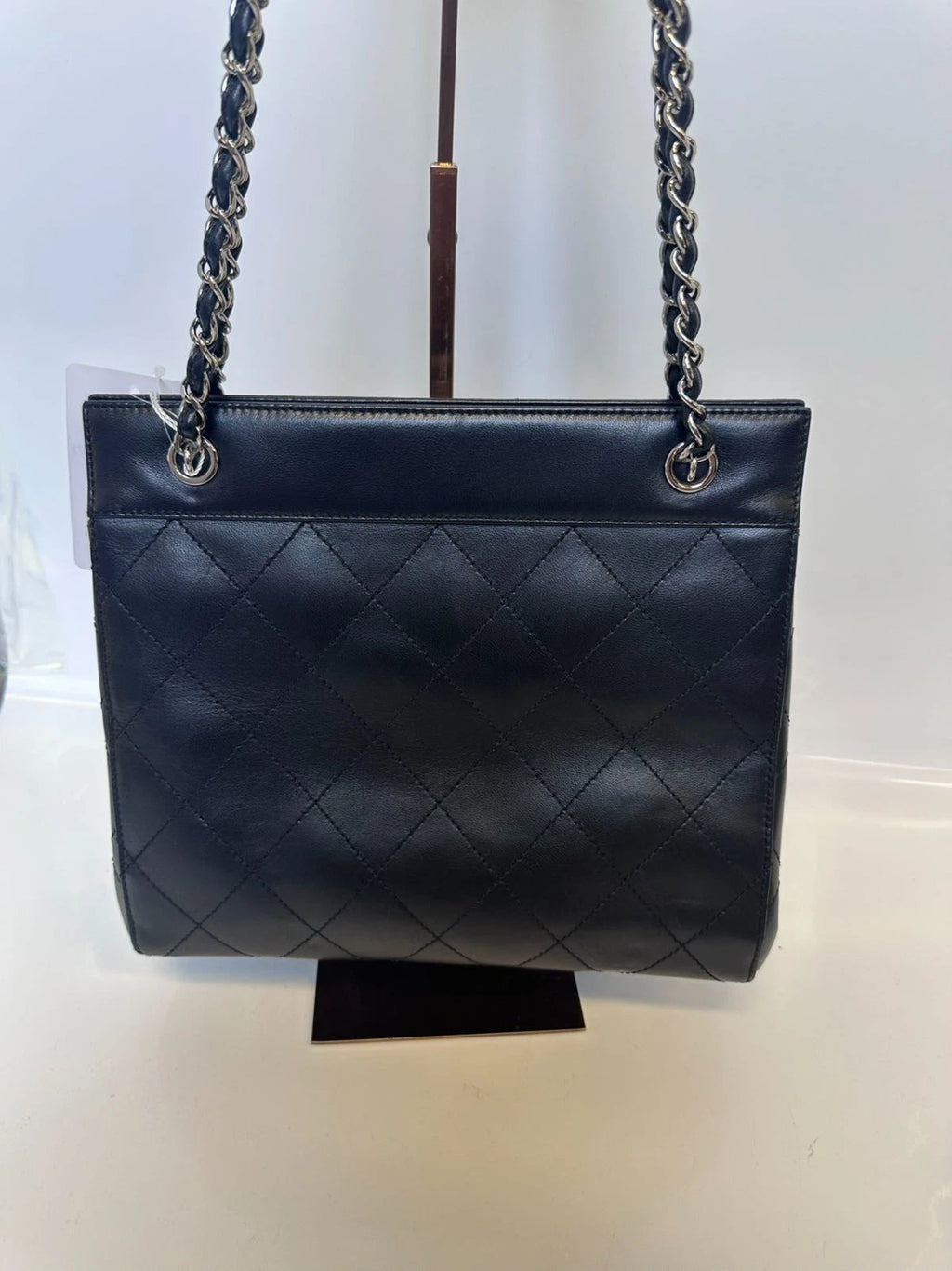 SJ0001 YS1461L Chanel Vintage Black Quilted Lambskin CC Turnlock Double Chain