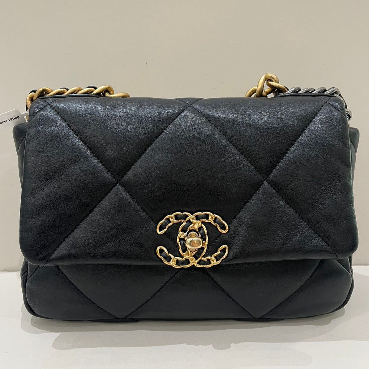 Chanel 19 Bag Quilted Chain Shoulder Bag Black Gold Classic Women's Fashion