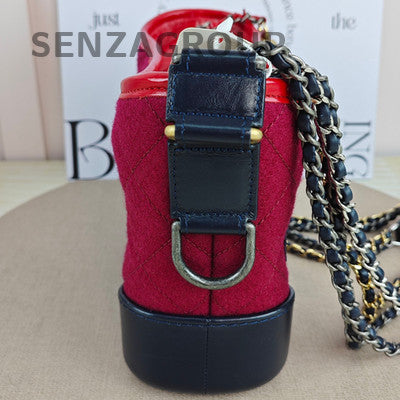 Chanel Red & Black Gabrielle Hobo Bag Gold Chain Strap Women's Fashion