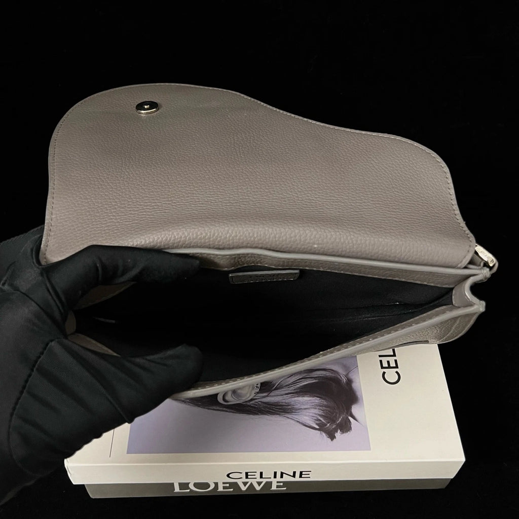 Christian Dior Saddle 2Way Shoulder Bag Crossbody Gray Silver Unisex Adults