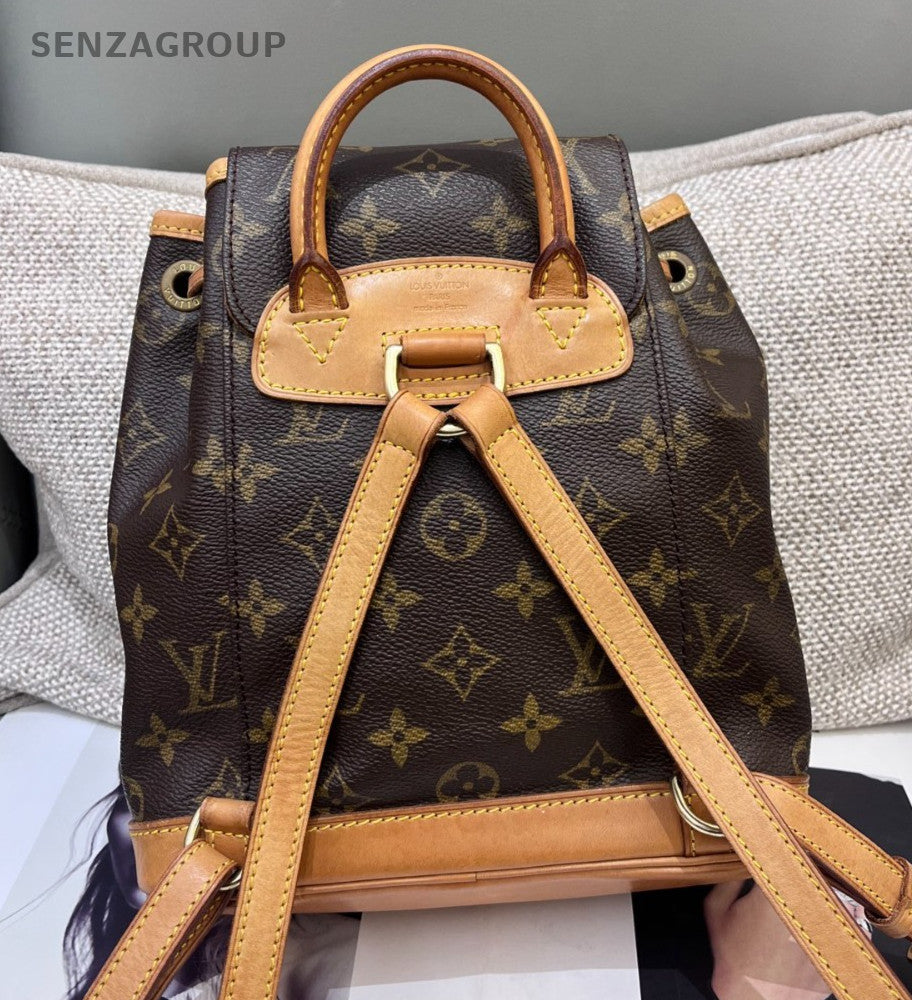 Louis Vuitton Monogram Mini Backpack Brown Gold Women Vintage Classic