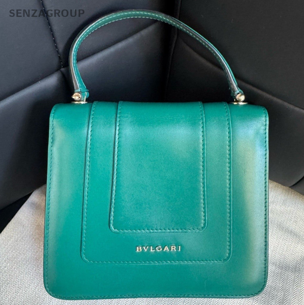 Bvlgari Serpenti PM Chain Crossbody Top Handle Bag Green Gold Women Classic