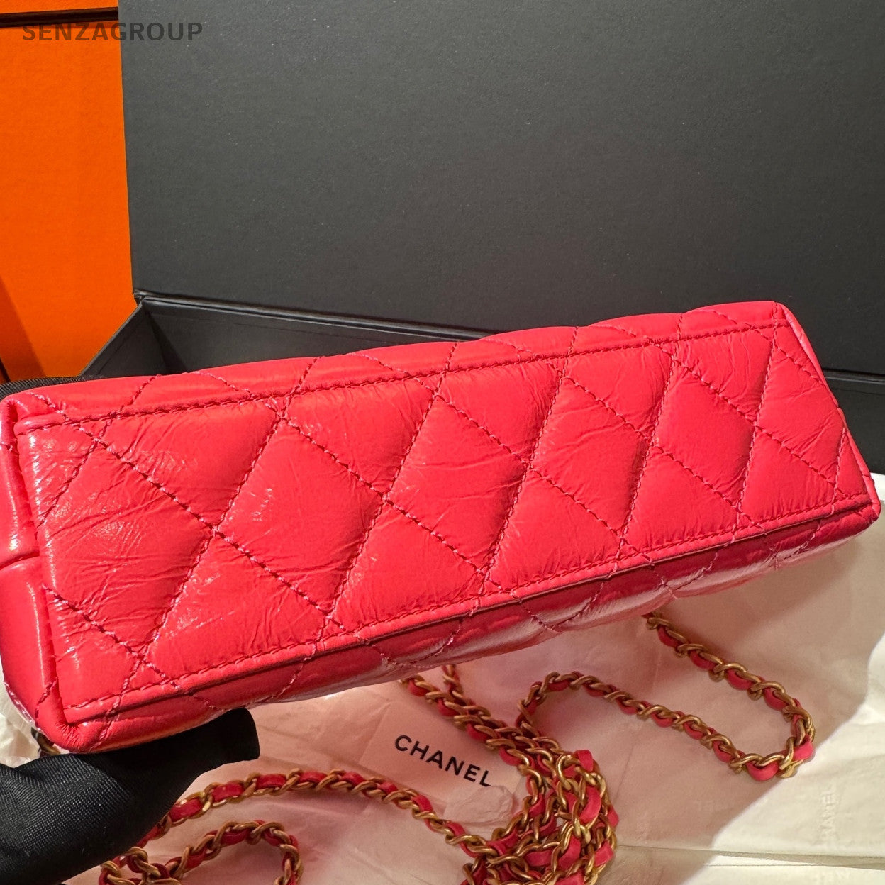 Chanel 24P Pink Calfskin Gold Hardware Small Handbag Chain Shoulder Bag