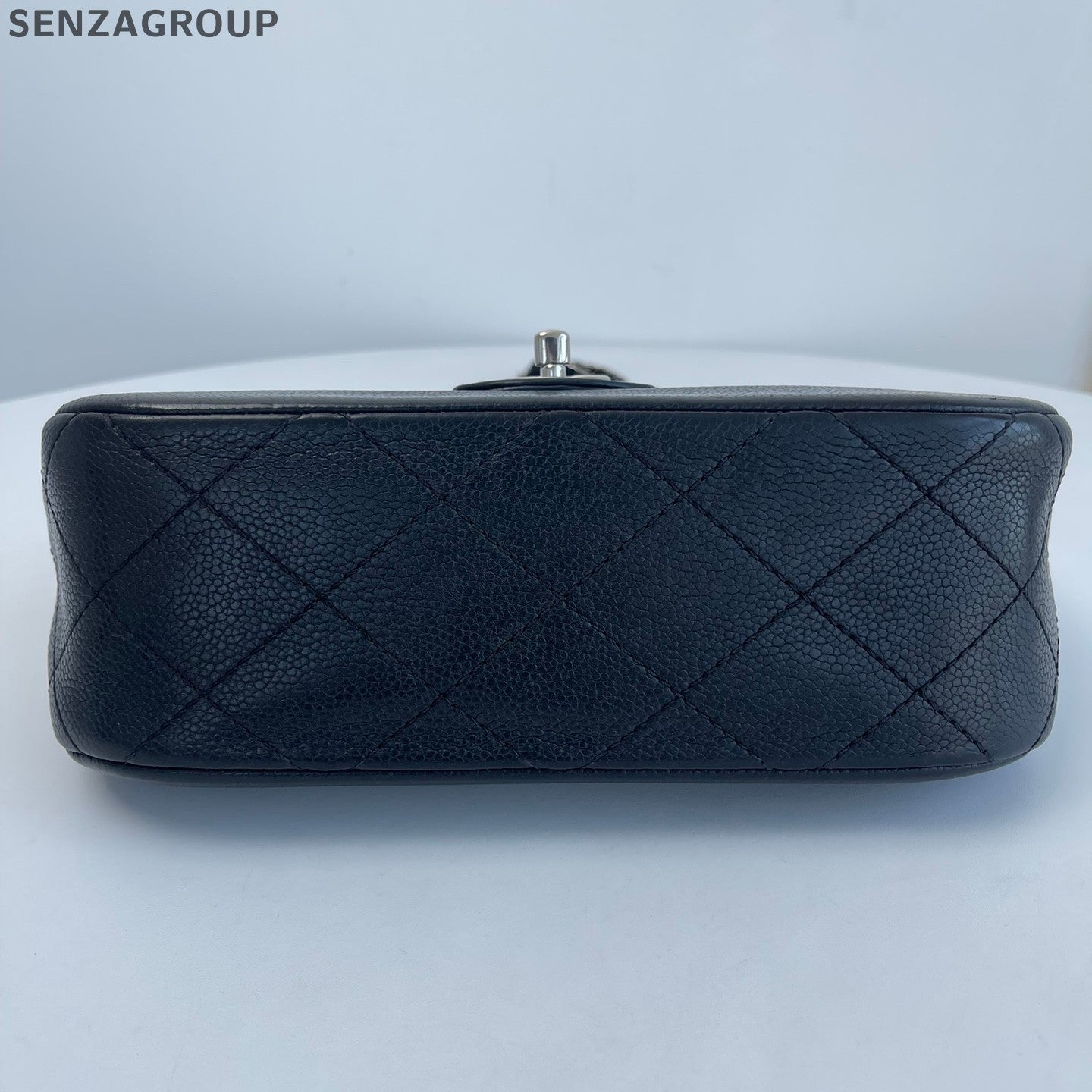 Chanel Calfskin Chain Shoulder Bag Crossbody Black Silver Women Classic