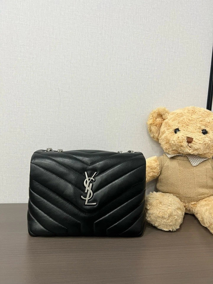 YSL Black Silver Loulou Shoulder Crossbody Bag For Women