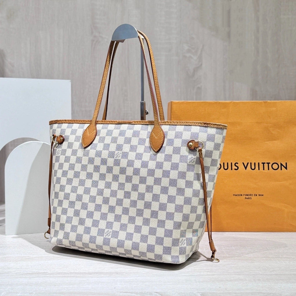Louis Vuitton Neverfull White Canvas Tote Bag For Women