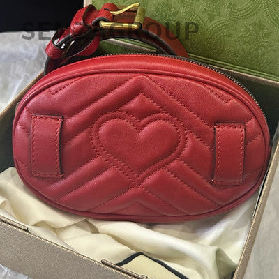 Gucci Red Waist Bag with Gold Buckle - Classic Fashion for Women