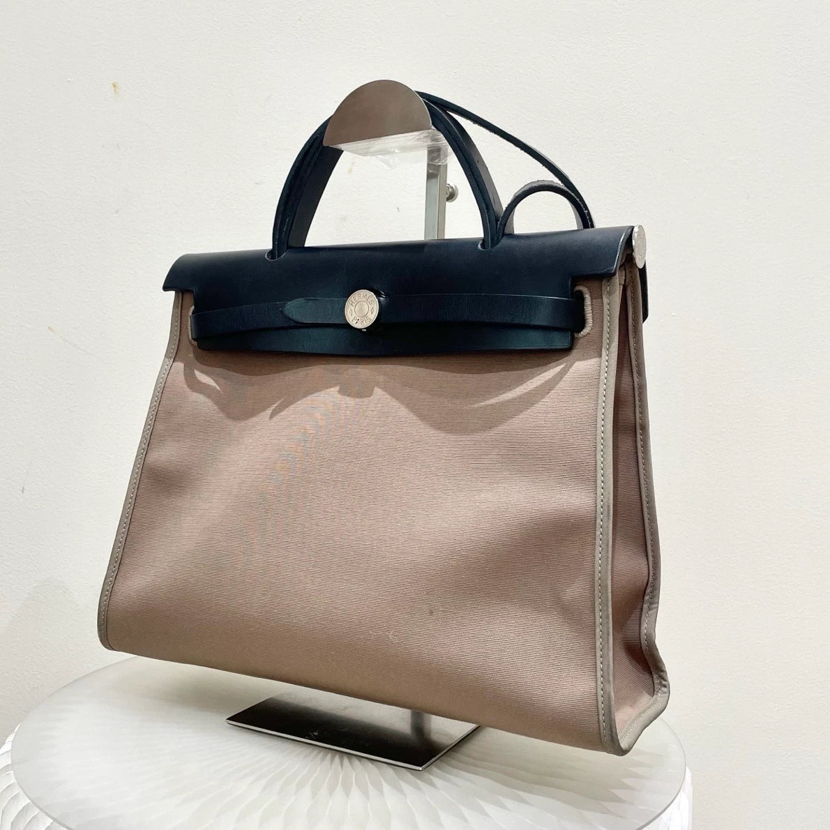 Hermes Herbag31 Top Handle Bag Crossbody Brown Silver Women Classic