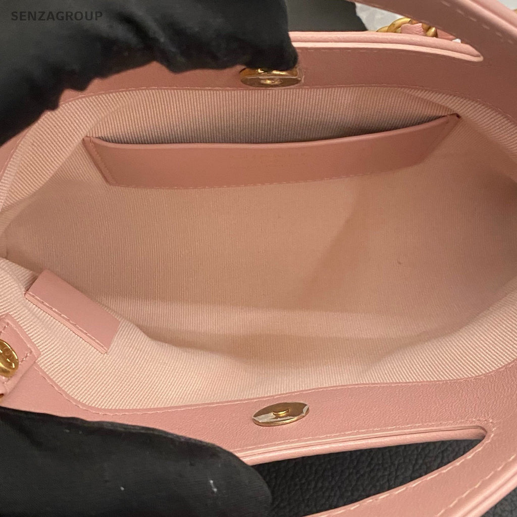 Chanel Suede Lambskin Nano Chain Shoulder Bag Crossbody Pink Gold Women Classic