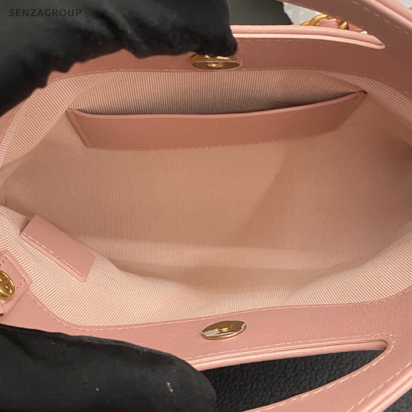 Chanel Suede Lambskin Nano Chain Shoulder Bag Crossbody Pink Gold Women Classic