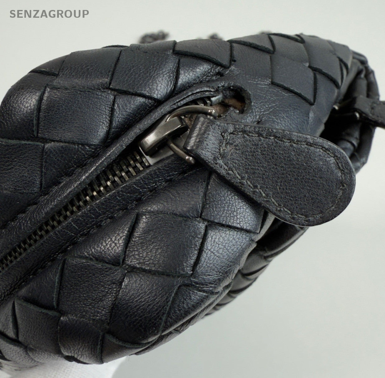 Bottega Veneta Lambskin Chain Shoulder Bag Black Used Women Classic