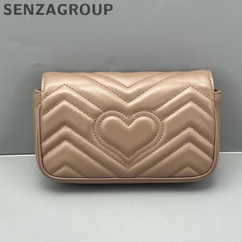 Gucci Marmont Mini Chain Crossbody Bag Beige Gold Hardware Classic Women