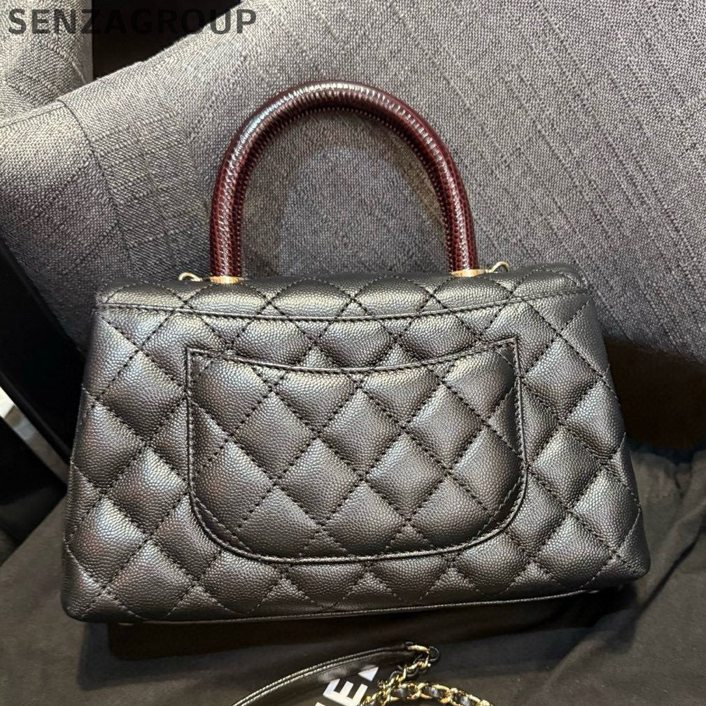 Chanel Black Gold Coco Handle Small Shoulder Bag Classic Fashion