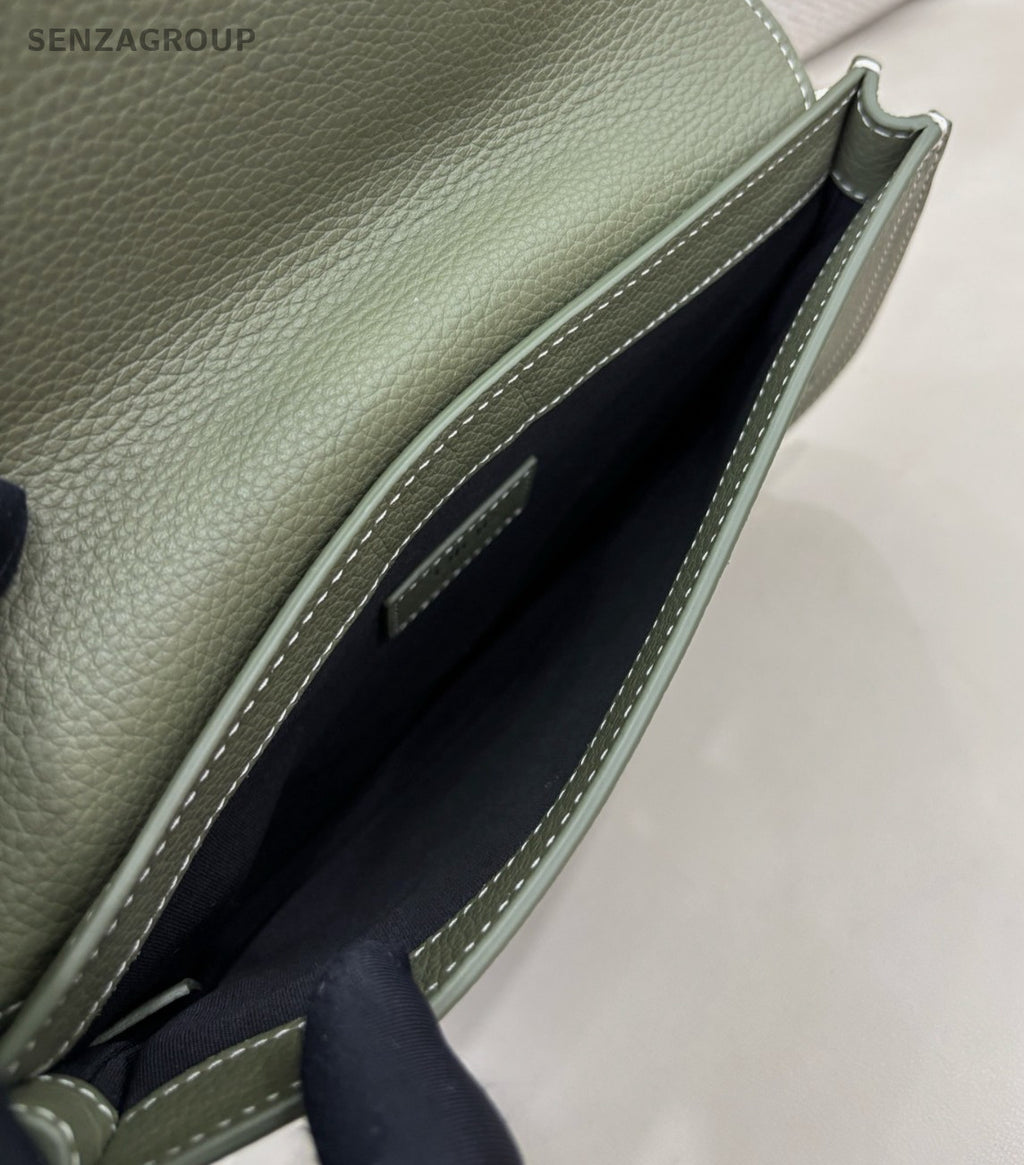 Christian Dior Saddle 2Way Shoulder Bag Crossbody Green Silver Unisex Adults