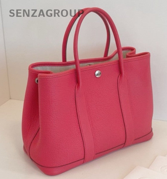 Hermes Garden Party30 Negonda Top Handle Bag Red Silver Women Classic