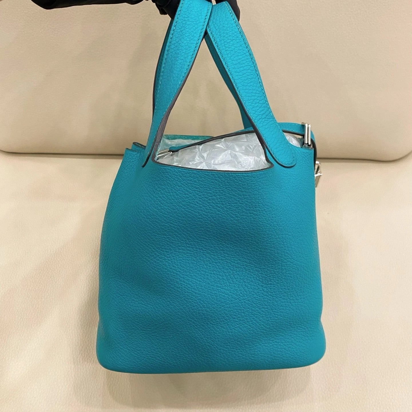 Hermes Picotin18 Green Leather Bucket Bag For Women