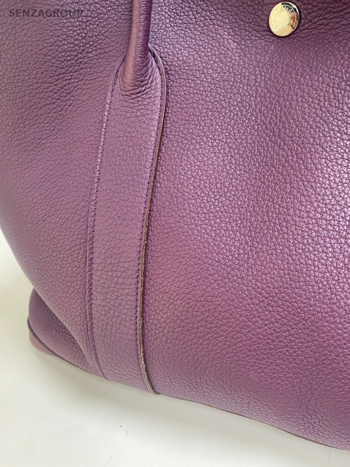 Hermes Garden Party36 Top Handle Bag Purple Silver Used Women Classic Fashion