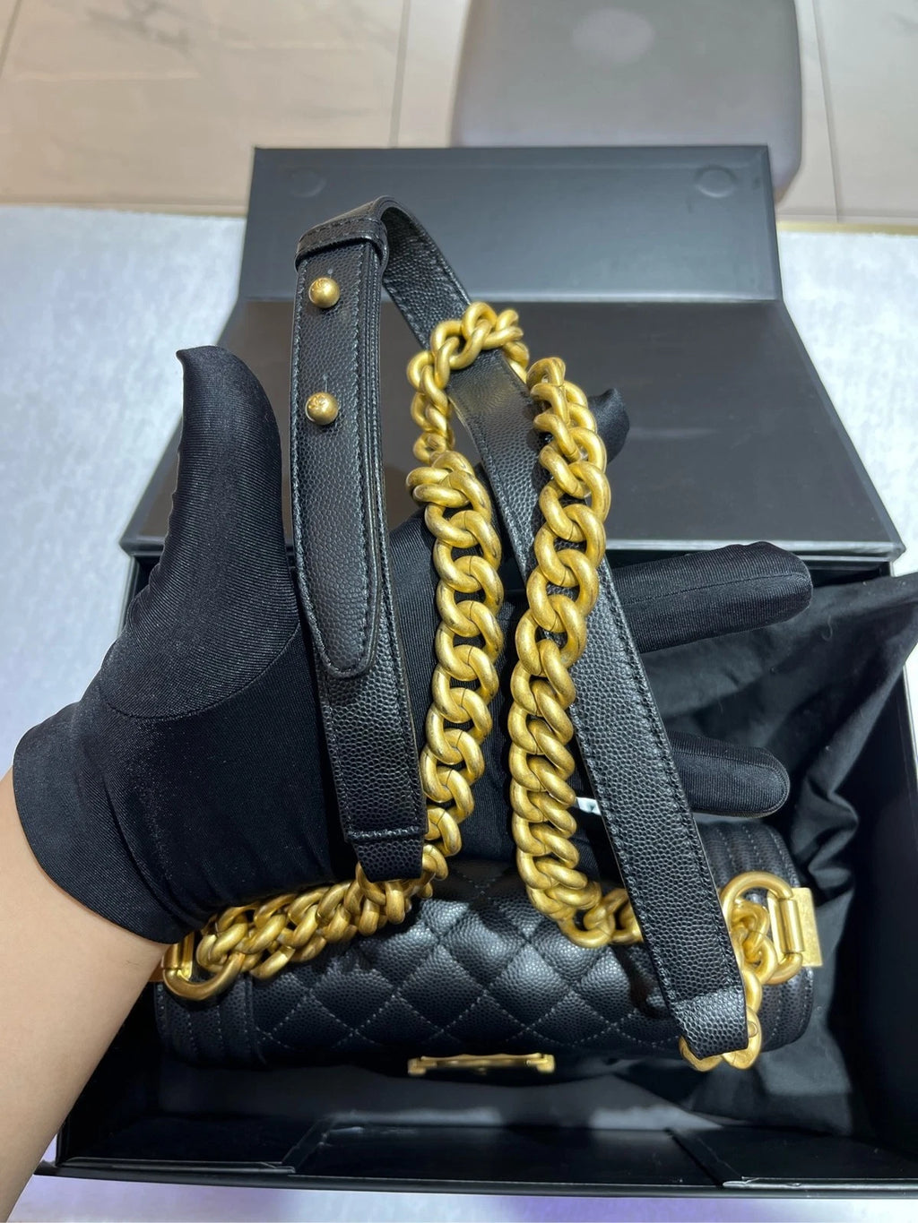 CHANEL Leboy Small Black Leather Crossbody Bag For Women