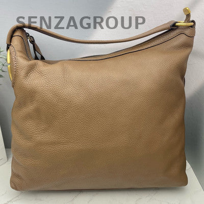 Gucci Brown Gold Buckle Zip Shoulder Handbag Women's Classic
