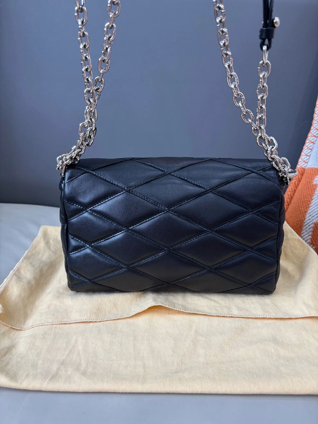 Louis Vuitton GO-14 Chain Bag Shoulder Bag Black Quilted Full Calfskin