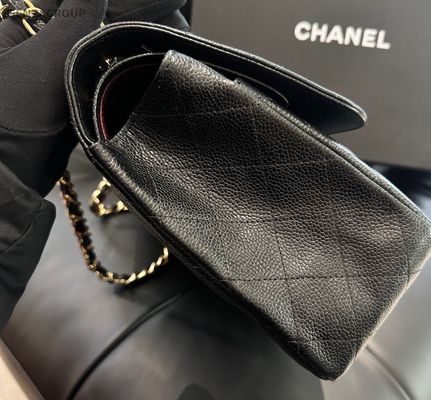 Chanel Classic Flap Jumbo GM Calfskin Chain Shoulder Bag Crossbody Women Fashion