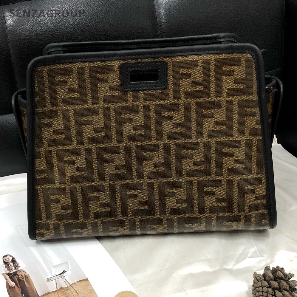 Fendi Brown Zucca Logo Peekaboo Mini Handbag - Women's Luxury Bag
