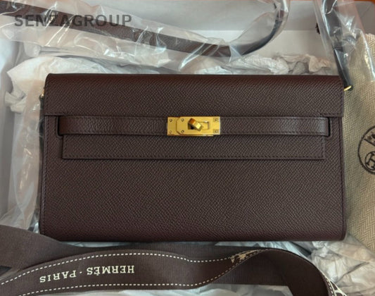 Hermes Kelly To Go Epsom Purple Gold Crossbody Used Women Classic Designer