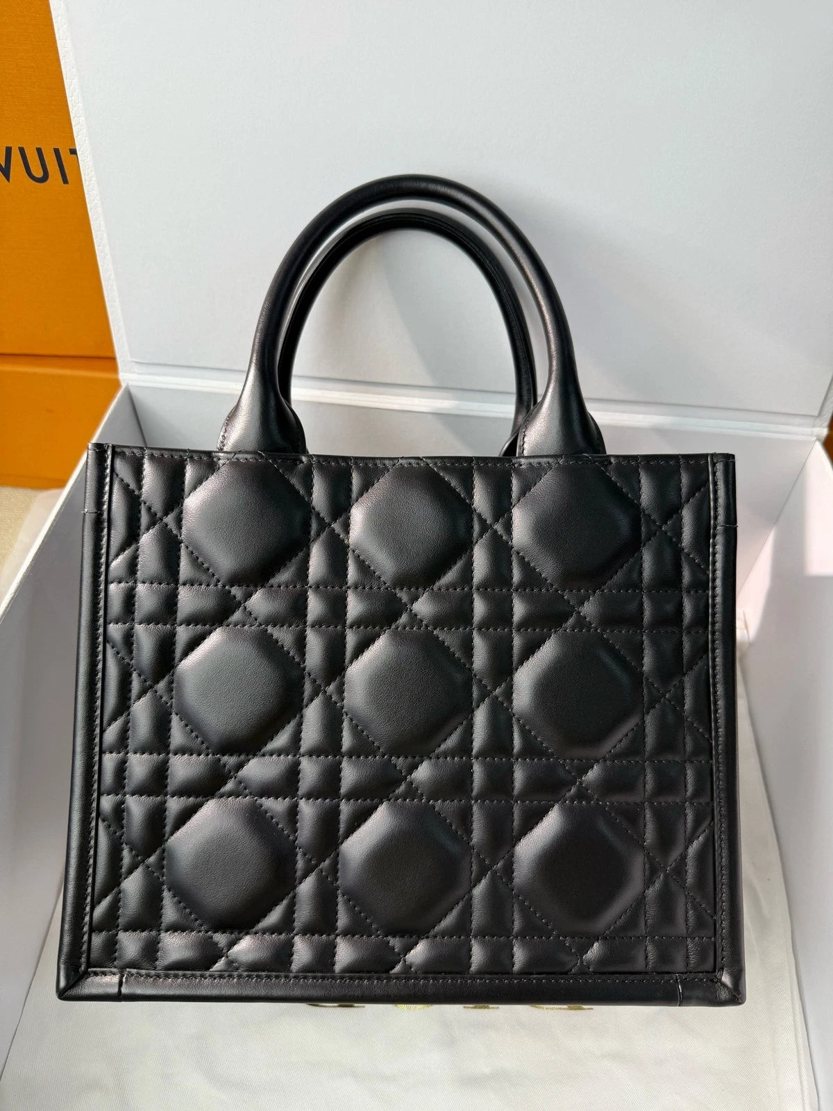 Dior Full Leather Black Gold Small Tote Bag For Women