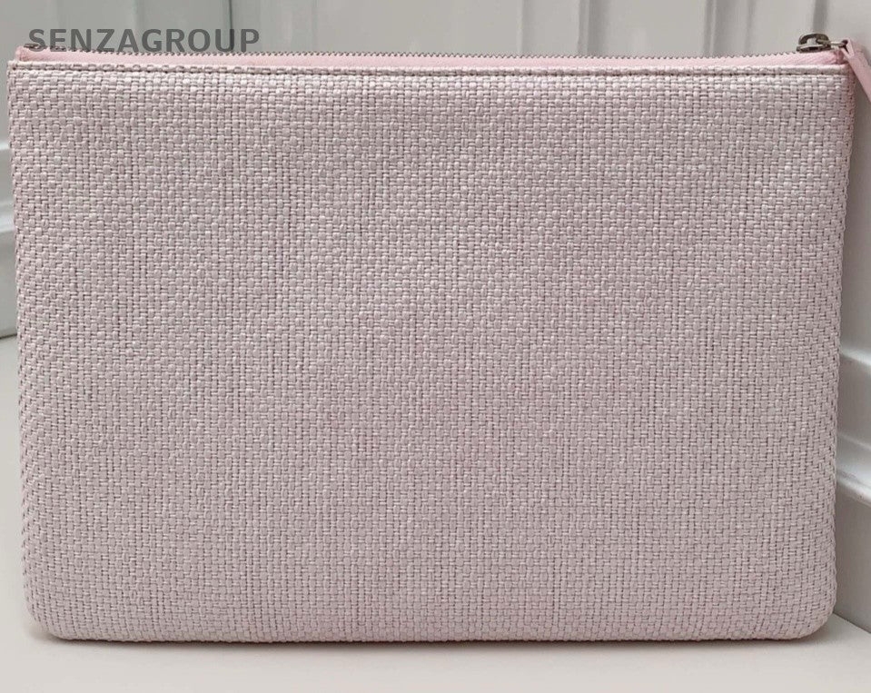 CHANEL Weave Clutch Bag Pink Cute Women
