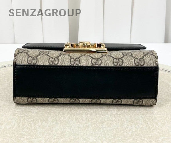 GUCCI Padlock GG Monogram Chain Strap Shoulder bag Crossbody Women Black