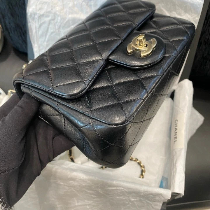 Chanel Classic Flap Lambskin Chain Shoulder Bag Crossbody Diamond Women D