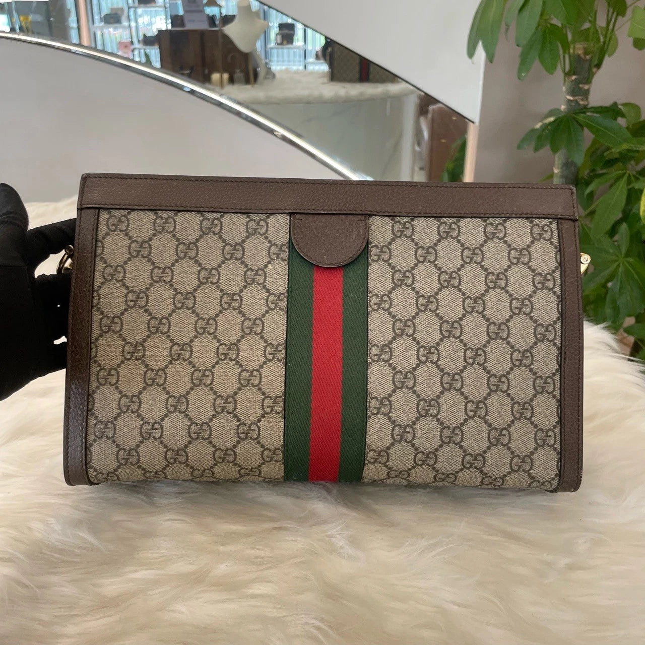 Gucci GG Marmont Matelasse Chain Shoulder Bag Large Brown