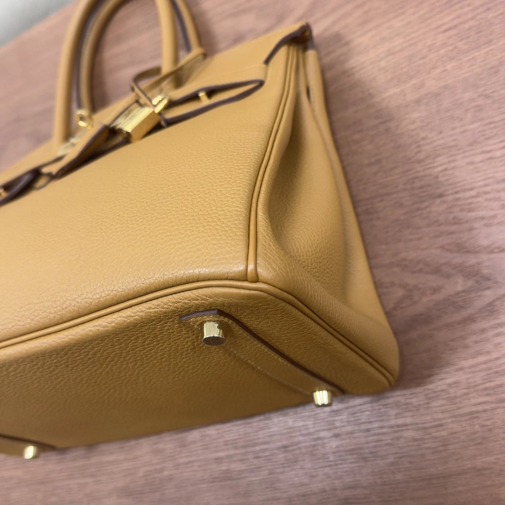 Hermes Birkin 30 Top Handle Brown Gold Women Classic