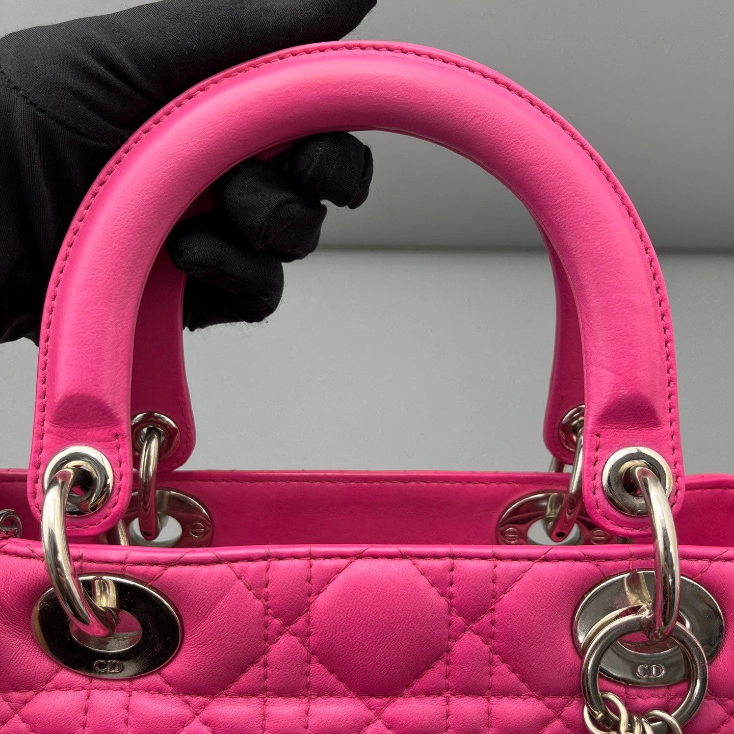 Dior Lady Dior Pink Crossbody Top Handle Excellent
